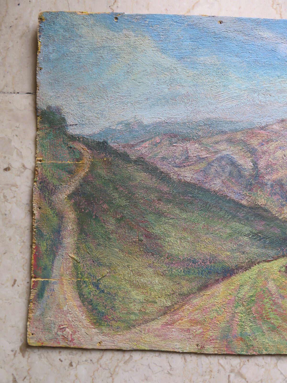 PAESAGGIO DELL'APPENNINO BOLOGNESE QUADRO ANTICO OLIO TAVOLA GETANO PANCALDI p17 - Belbello Antiques