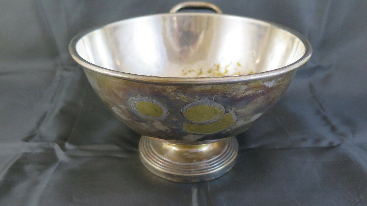 ANTIQUE CENTERPIECE IN SHEFFIELD SILVER METAL CUP VASE PLANTER SU6