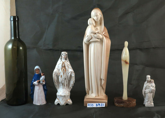 COLLEZIONE DI 5 STATUINE MADONNA MADONNINE IN PORCELLANA ALABASTRO VINTAGE BM21