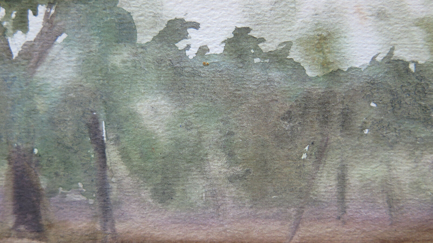 OLD SKETCH PAINTING IN WATERCOLOR COUNTRYSIDE MID-20TH CENTURY P28.4 