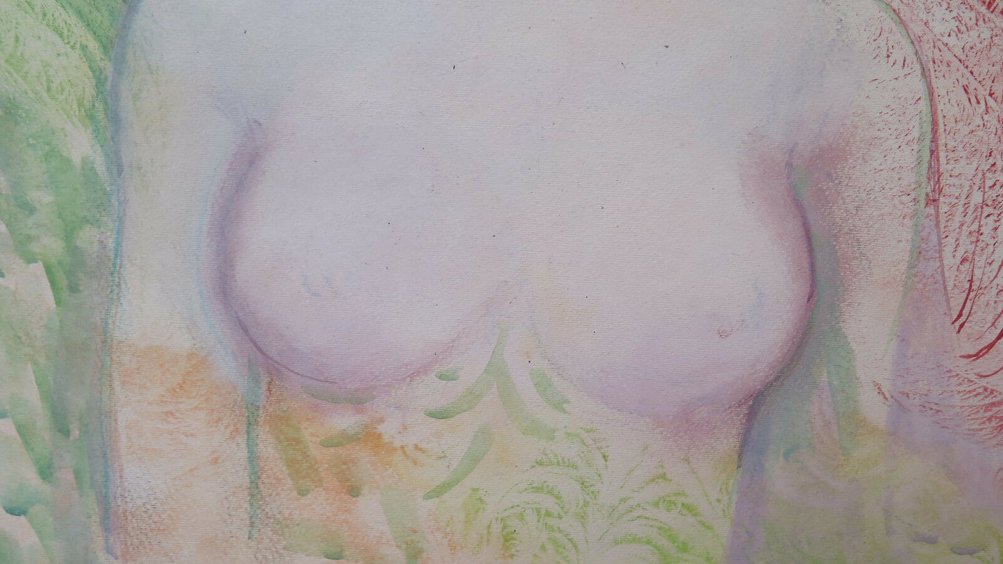 MODERN PAINTING SIGNED FEMALE NUDE PAINTED WITH EXPERIMENTAL TECHNIQUE P33.8