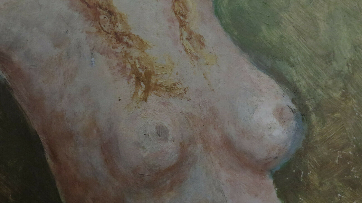 QUADRO ANTICO NUDO FEMMINILE DIPINTO AD OLIO FIRMATO FRANCIA INIZIO SECOLO BM40