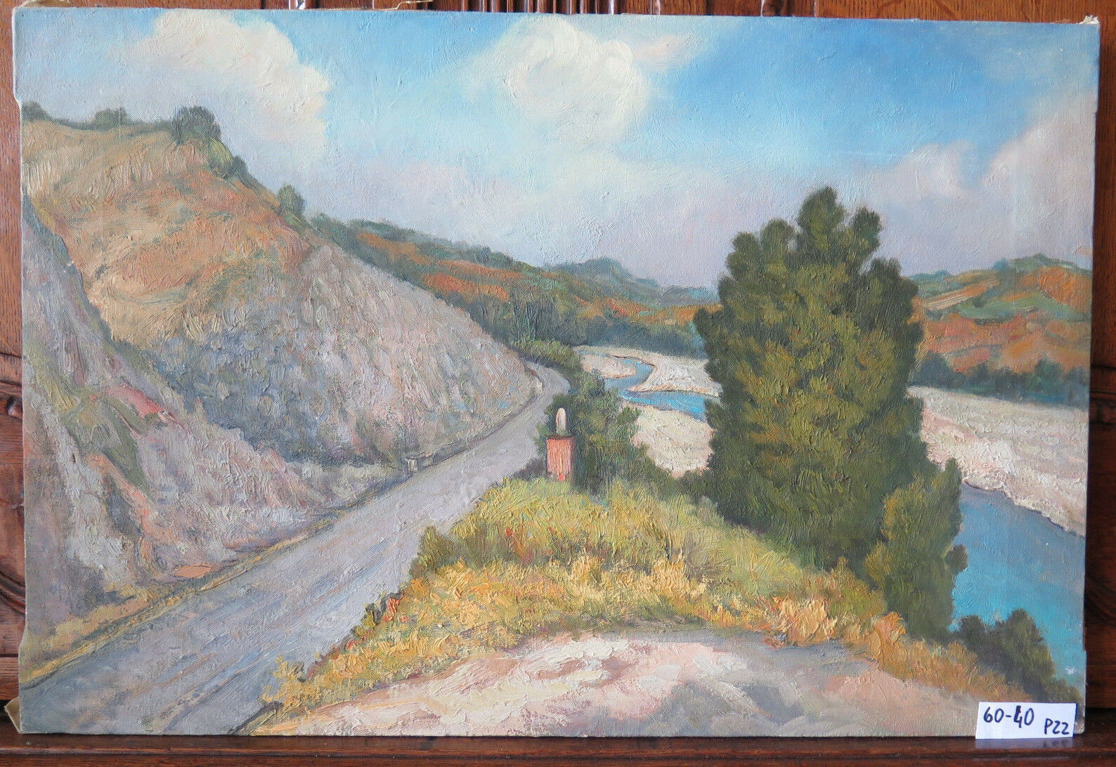 QUADRO DIPINTO AD OLIO SU TELA PAESAGGIO EMILIA ROMAGNA ORIGINALE PANCALDI P22 - Belbello Antiques