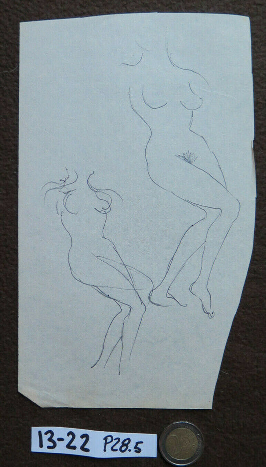 DISEGNO VINTAGE STUDIO PREPARATORIO NUDO FEMMINILE BOZZETTO ORIGINALE P28.5