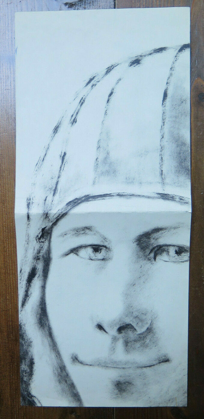 ANTIQUE DRAWING PEN ON PAPER SKETCH SKETCH MALE PORTRAIT PROFILE P28.6