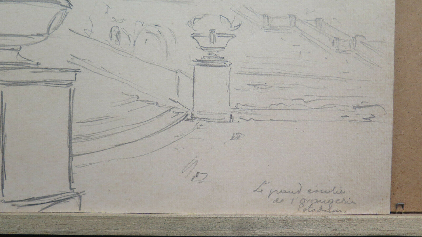 ANTIQUE DRAWING SKETCH orangerie Orangerieschloss POTSDAM GERMANY 1930 BM53.2 