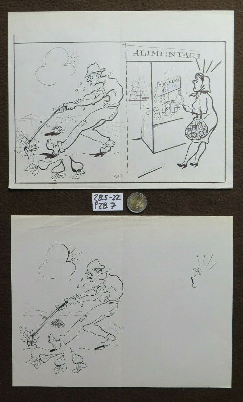 DUE DISEGNI BOZZETTI VINTAGE OPERA DEL PITTORE GAETANO PANCALDI FUMETTI P28.7