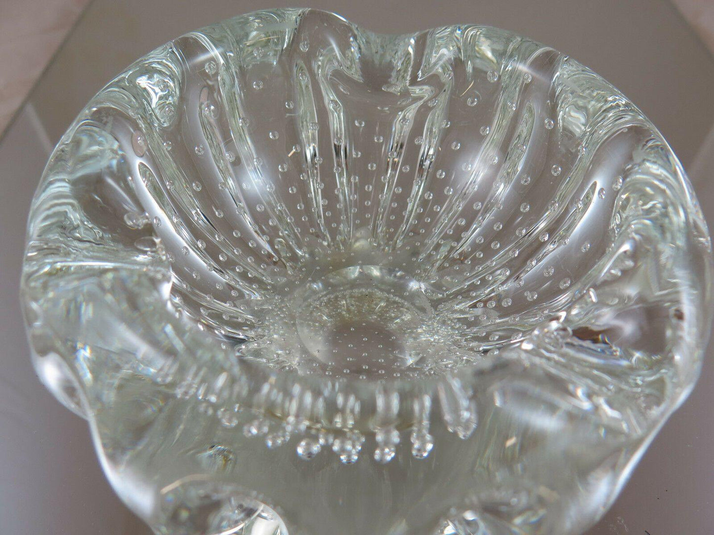PORTACENERE IN VETRO VINTAGE DANIMARCA SCANDINAVIA META' 900 GLASS ASHTRAY R24 - Belbello Antiques