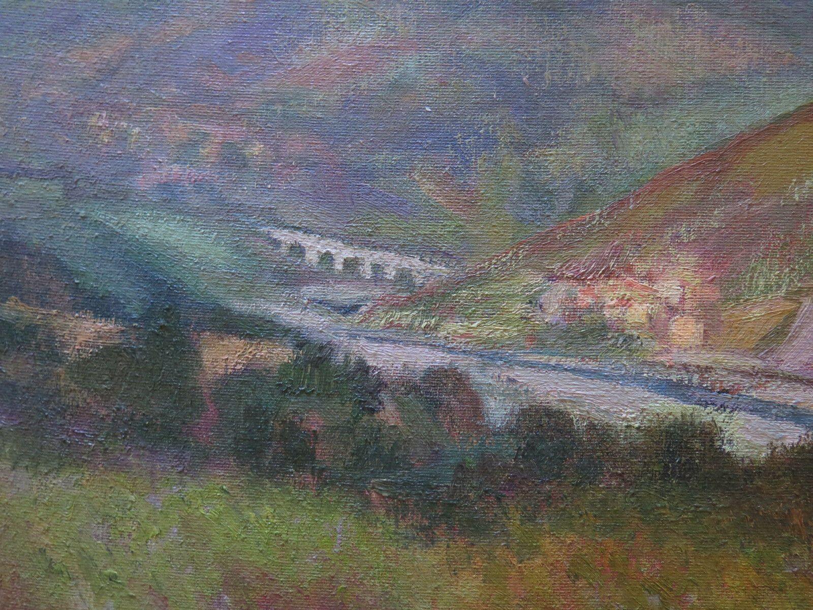 PAESAGGIO IN STILE IMPRESSIONISTA QUADRO ANTICO PAESAGGIO IN RIVA AL FIUME p7 - Belbello Antiques