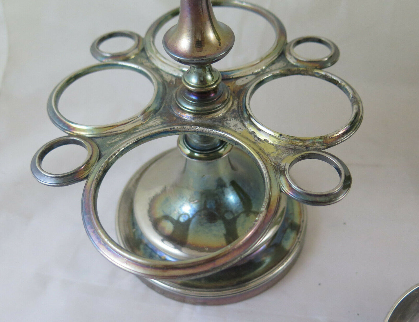 TWO OLIVE OILS AND A CUP IN SILVER METAL OLD VINTAGE OIL CRUET X15 