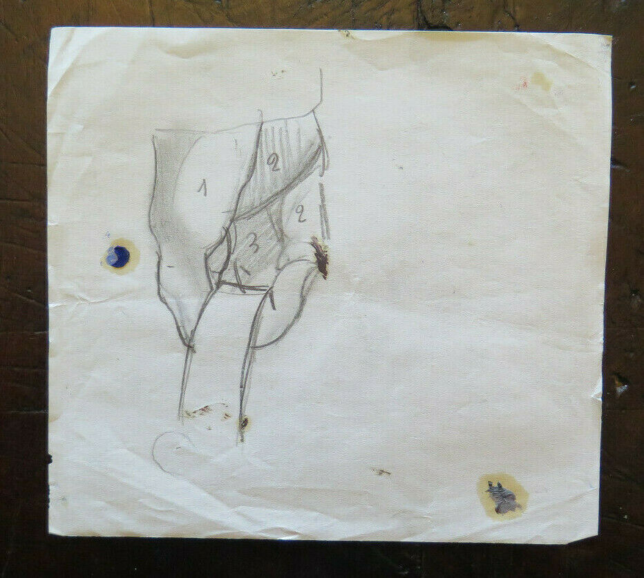 DISEGNO ANTICO STUDIO PREPARATORIO PER UNA MANO BOZZETTO ORIGINALE P28.5