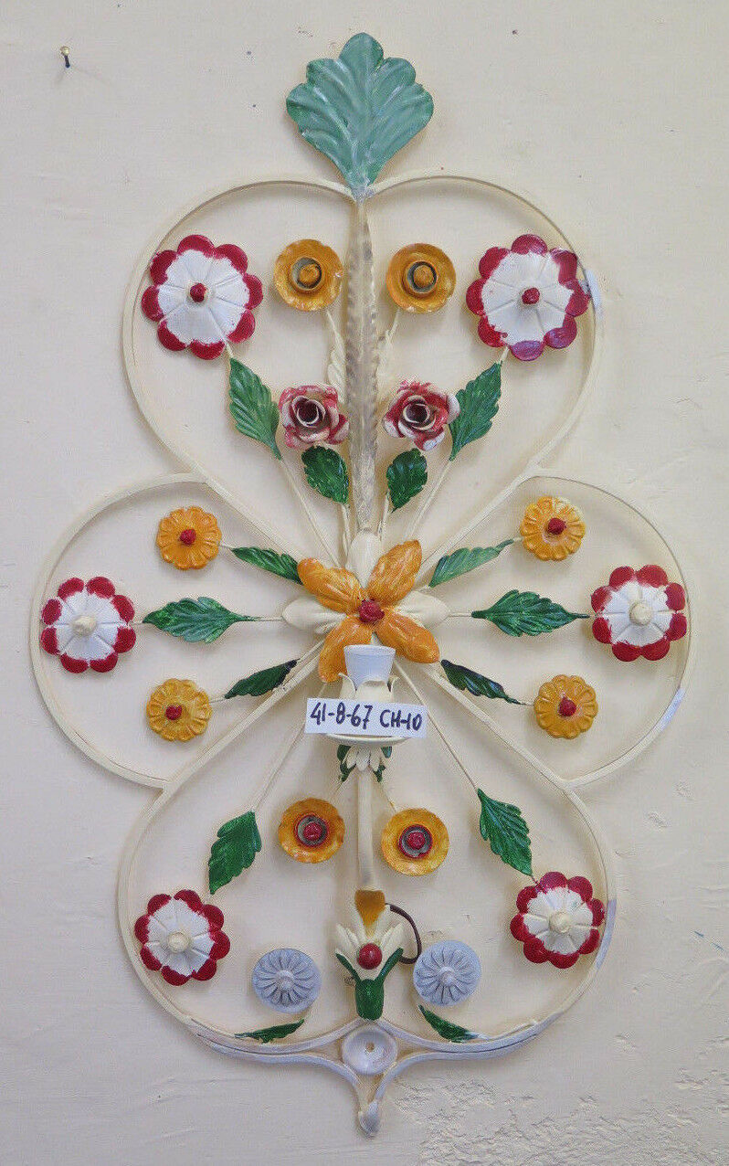 APPLIQUE A FIORI IN FERRO BATTUTO STILE FLOREALE VINTAGE FATTA A MANO LUCE CH-10