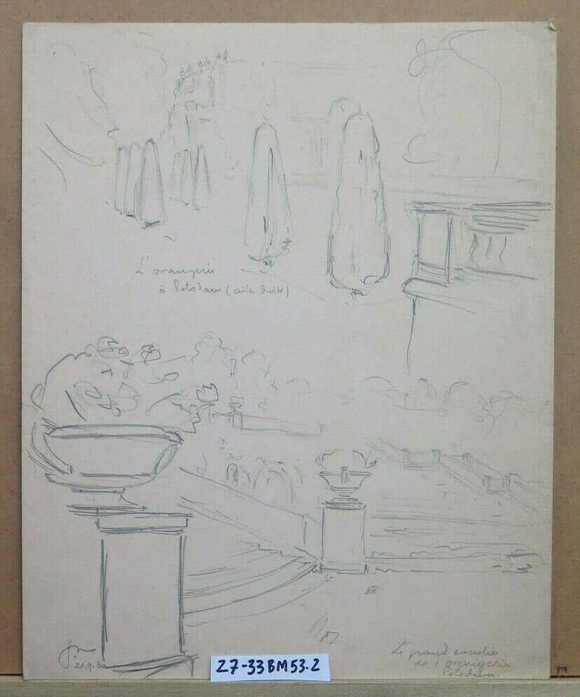 DISEGNO ANTICO BOZZETTO orangerie Orangerieschloss POTSDAM GERMANIA 1930 BM53.2