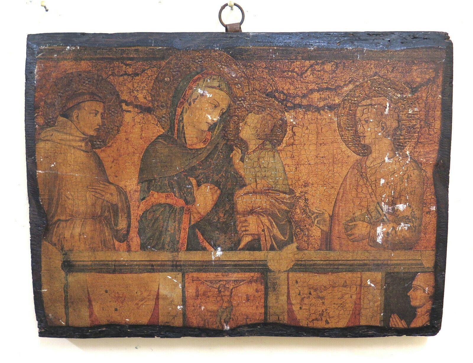 VECCHIO QUADRO RIPRODUZIONE AFFRESCO PIETRO LORENZETTI BASILICA ASSISI GR10 - Belbello Antiques