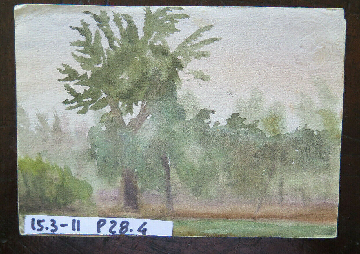 OLD SKETCH PAINTING IN WATERCOLOR COUNTRYSIDE MID-20TH CENTURY P28.4 