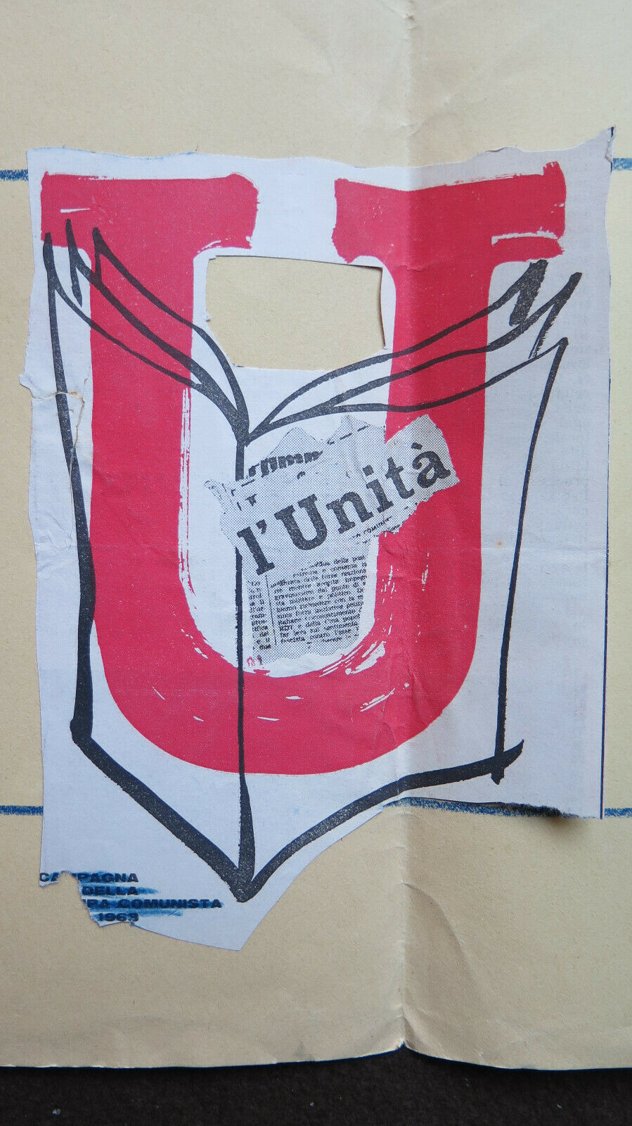 SKETCH FOR COMMUNIST POLITICAL FLYER WITH PARTY STAMP P28.6