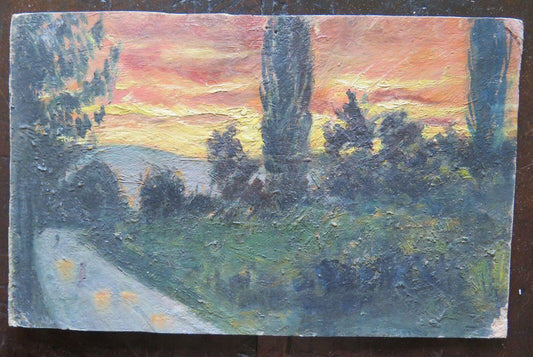 QUADRO ANTICO PAESAGGIO AL TRAMONTO DIPINTO AD OLIO SU TAVOLA CON GARANZIA p16 - Belbello Antiques