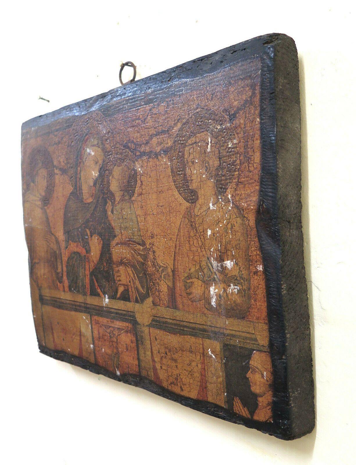 VECCHIO QUADRO RIPRODUZIONE AFFRESCO PIETRO LORENZETTI BASILICA ASSISI GR10 - Belbello Antiques