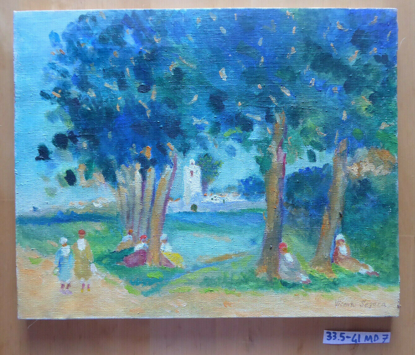 QUADRO VINTAGE PAESAGGIO ANDALUCIA IN STILE IMPRESSIONISTA FIRMATO SEGURA MD7