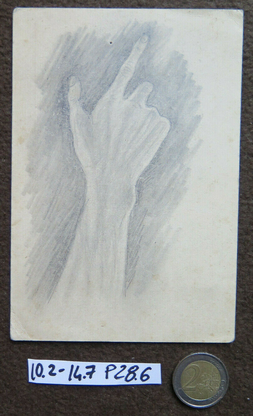 DISEGNO ANTICO CON STUDIO PER CORPO UMANO SU CARTOLINA FORZE ARMATE P28.6 - Belbello Antiques