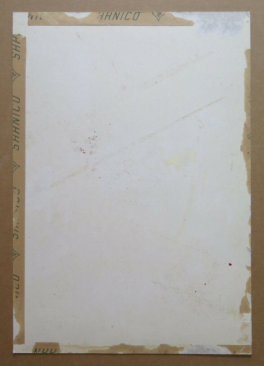 QUADRO VINTAGE DIPINTO ACQUERELLO PAESAGGIO INVERNALE DALLA FINESTRA FIRMATO P31