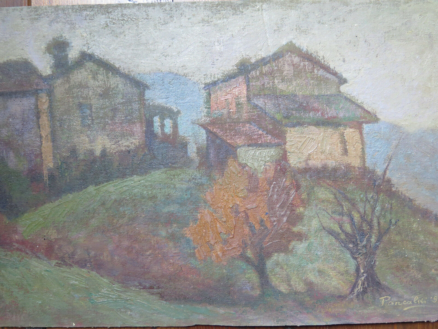 ANTIQUE OIL PAINTING ON PANEL SIGNED YEAR 1959 LANDSCAPE PAINTING WARRANTY p10