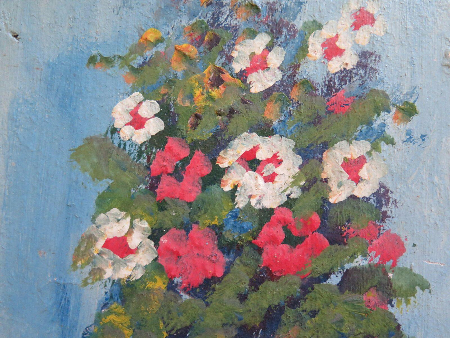 QUADRO FLOREALE FIORI DIPINTO AD OLIO SU TAVOLE VINTAGE 1960 ORIGINALE v - Belbello Antiques