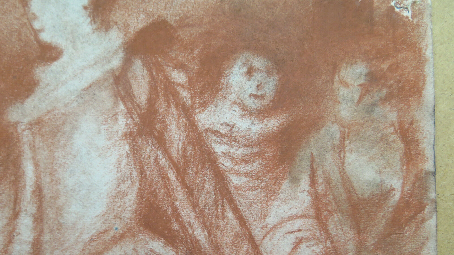 ANTICO DISEGNO A SANGUIGNA CON FIGURE FEMMINILI Pierre Duteurtre DUT BM53.1