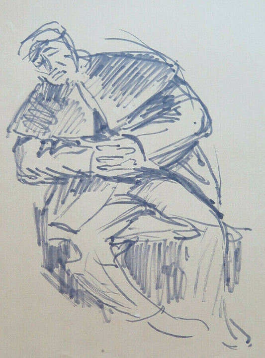 FRAMEWORK DRAWING SKETCH ON STUDIO PAPER MALE FIGURE FROM THE 1950S PORTRAIT P28.7