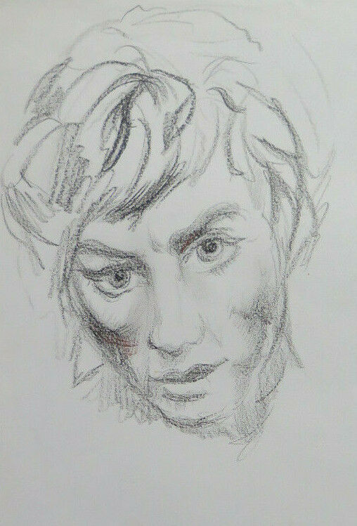 SKETCH DRAWING ON PAPER STUDY PORTRAIT GIRL SKETCH ART PAINTER P28.8