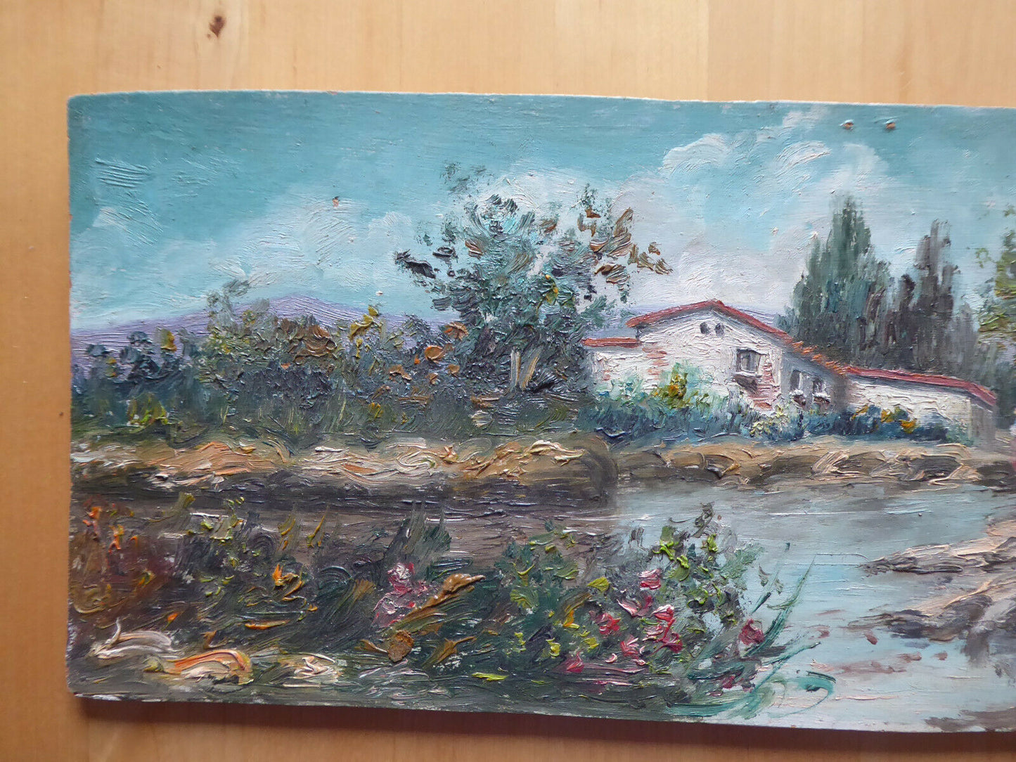 VINTAGE OIL PAINTING SIGNED IMPRESSIONIST STYLE LANDSCAPE SPAIN '900 MD2 