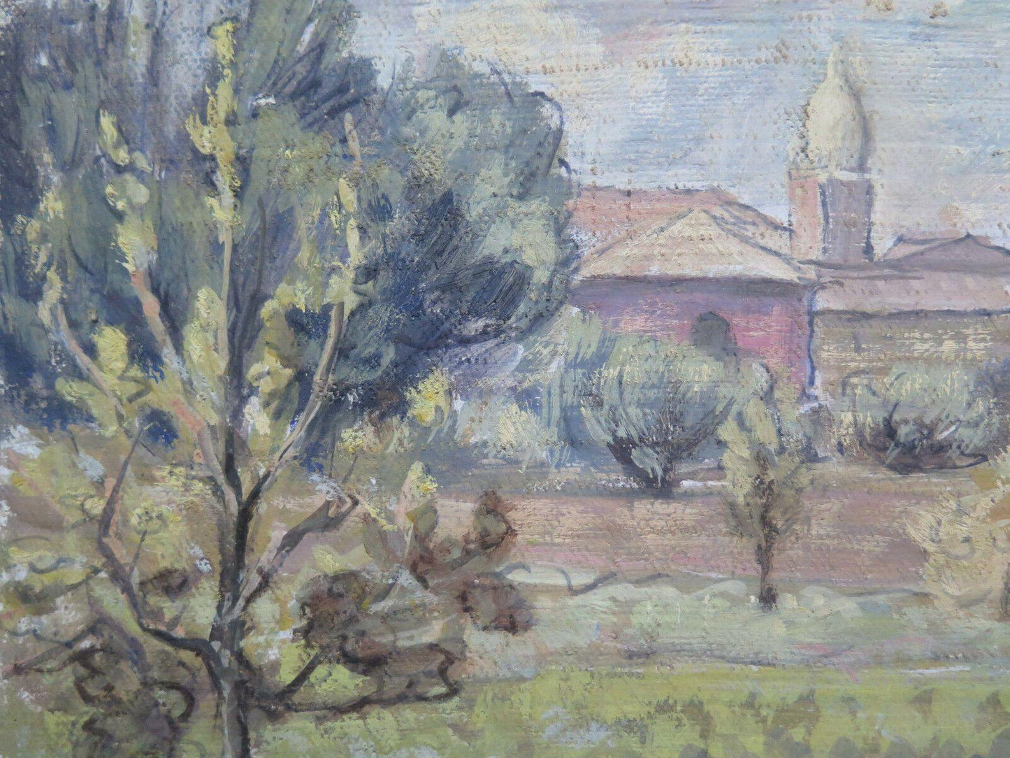 PAESAGGIO CAMPAGNA EMILIA ROMAGNA QUADRO ANTICO DIPINTO AD OLIO SU TAVOLA p3 - Belbello Antiques