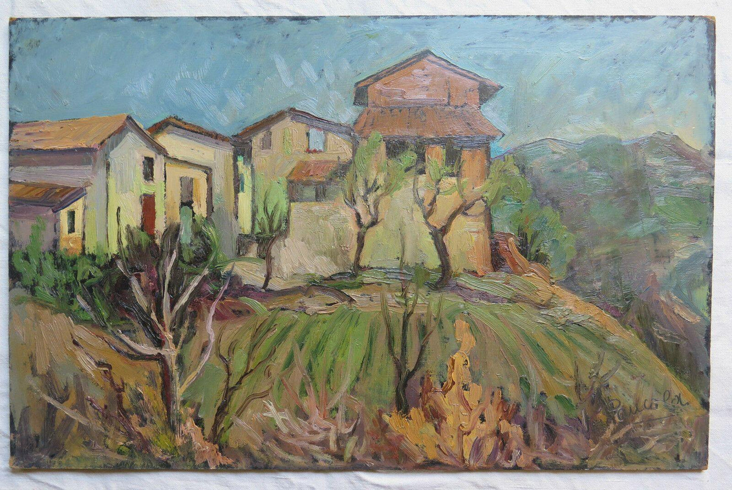 VEDUTA DI UN BORGO ANTICO QUADRO DIPINTO OLIO FIRMATO CON GARANZIA ORIGINALE p9 - Belbello Antiques