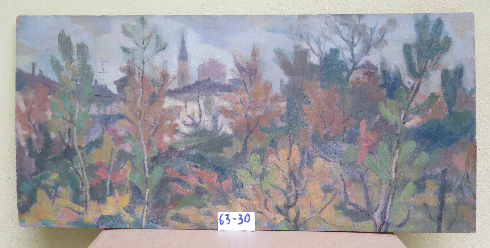 QUADRO ANTICO PAESAGGIO IN AUTUNNO VEDUTA CAMPI CAMPAGNA OLIO SU TAVOLA DIPINTO - Belbello Antiques