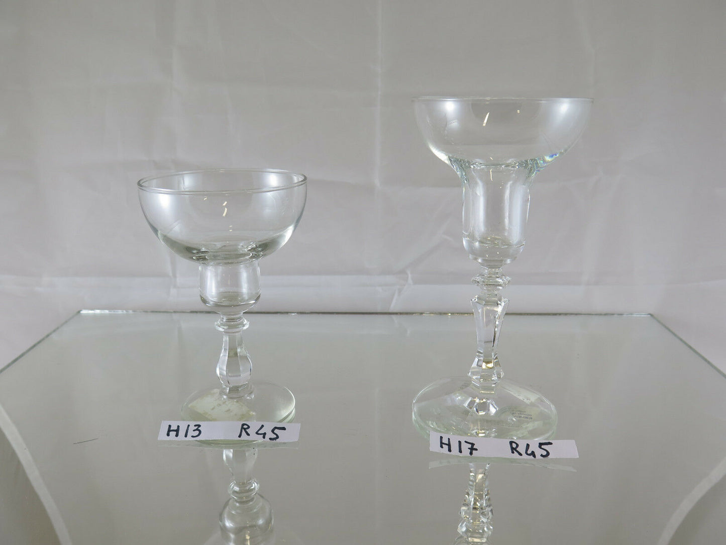 TWO ANTIQUE GLASS CANDLE HOLDERS DECò DECO' VINTAGE CANDLESTICK R45