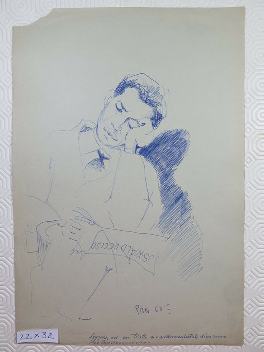 OLD ARTIST'S PREPARATORY STUDY SIGNED SKETCH OF MALE PORTRAIT P28