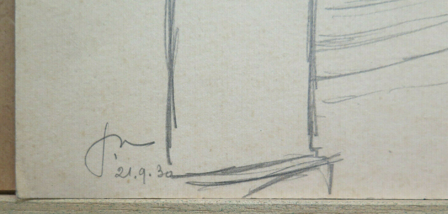 ANTIQUE DRAWING SKETCH orangerie Orangerieschloss POTSDAM GERMANY 1930 BM53.2 