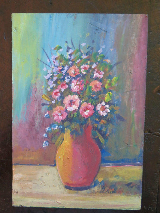 QUADRO ANTICO FLOREALE MAZZO DI FIORI DIPINTO IN STILE IMPRESSIONISTA 1960 v - Belbello Antiques