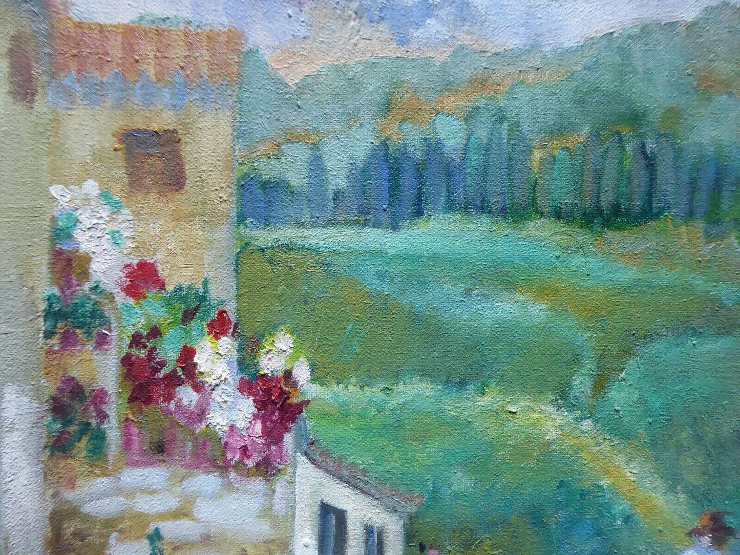 VECCHIO DIPINTO IN STILE IMPRESSIONISTA PAESAGGIO PRIMAVERA FIRMATO SEGURA MD3 - Belbello Antiques