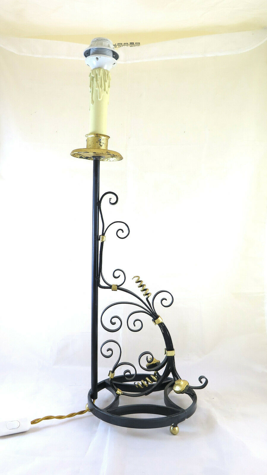 ABAT-JOUR VINTAGE WROUGHT IRON LIVING ROOM DESK TABLE LAMP CH31 