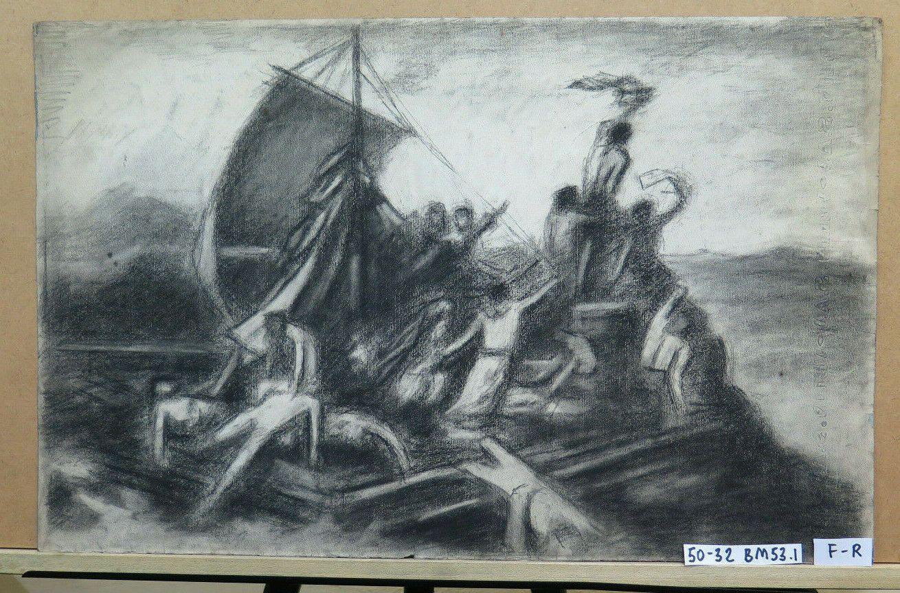 GRANDE DISEGNO ANTICO FRONTE RETRO BOZZETTO DI Pierre Duteurtre detto DUT BM53.1 - Belbello Antiques