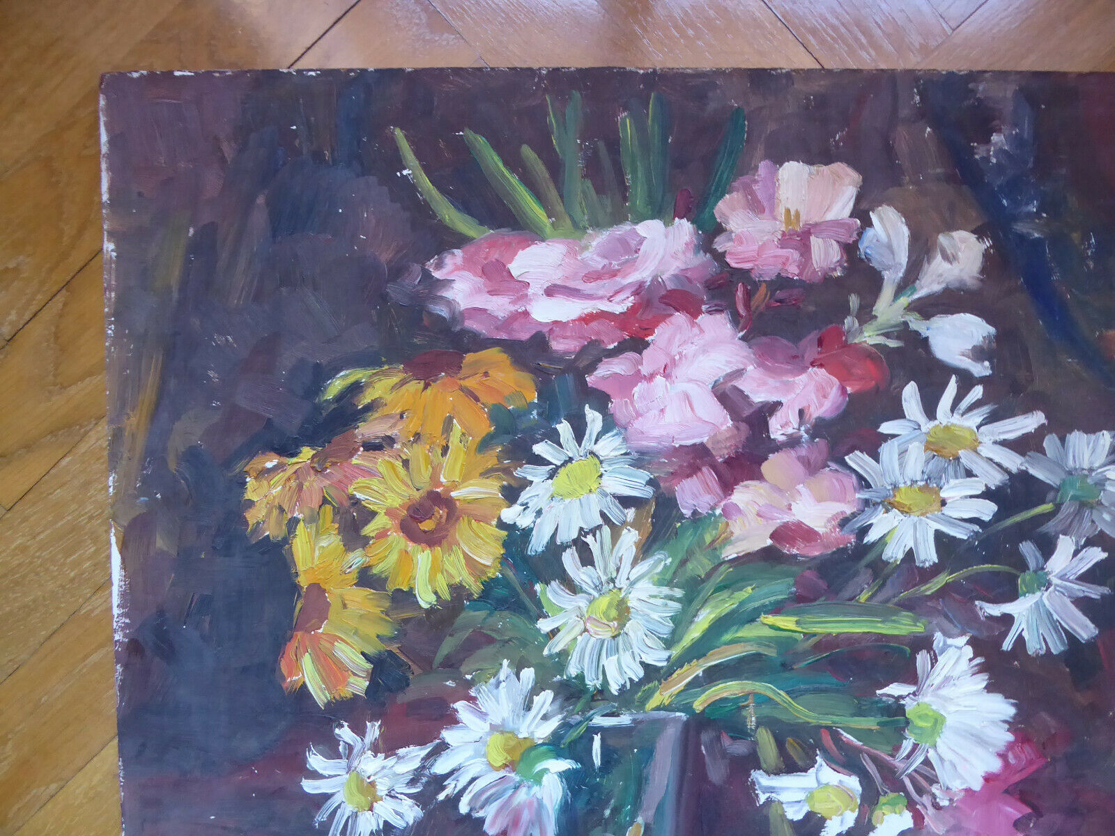 NATURA MORTA VECCHIO QUADRO AD OLIO FLOREALE FIORI FIRMATO SEGURA SPAGNA 900 MD6 - Belbello Antiques