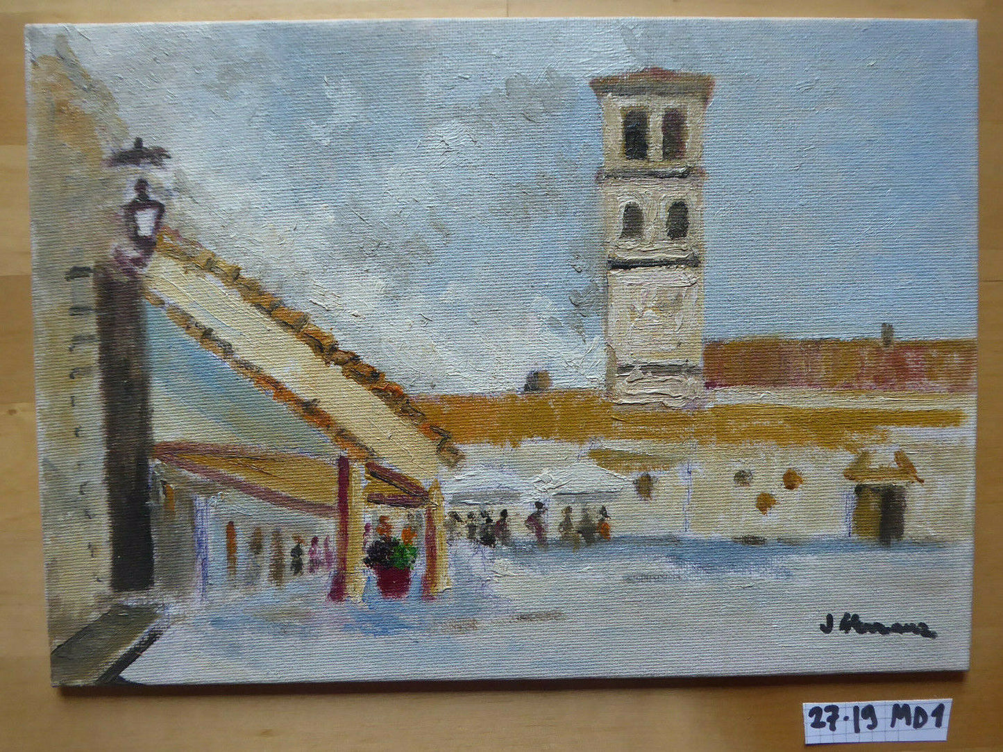 SMALL PAINTING OIL SKETCH ON PANEL VAEDUTA DI PAESE SIGNED SPAIN '900 MD1 