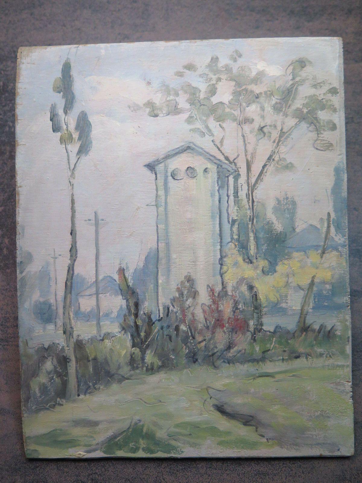 QUADRO MODERNO OLIO SU TAVOLA DIPINTO PAESAGGIO CAMPAGNA ORIGINALE PANCALDI p1 - Belbello Antiques