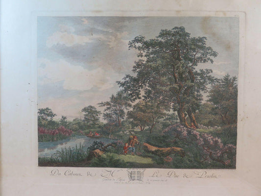 ANTICA ACQUAFORTE FRANCIA 1773 Du Cabinet de M.gr Le Duc de Praslin CORNICE G38 - Belbello Antiques