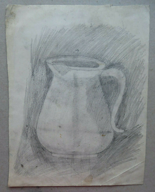 VECCHIO DISEGNO BOZZETTO STUDIO SCHIZZO INTERNO OGGETTI SPAGNA MADRID 900 MD10 - Belbello Antiques