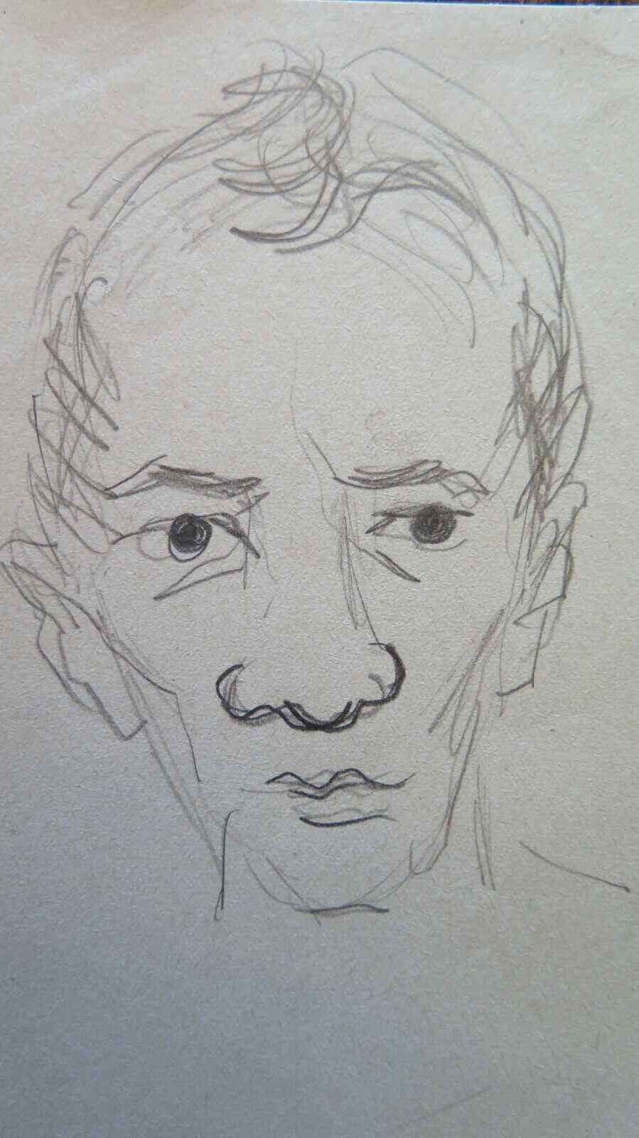 OLD SKETCH PREPARATORY STUDY DRAWING MAN'S FACE AUTHOR G. PANCALDI P28.5