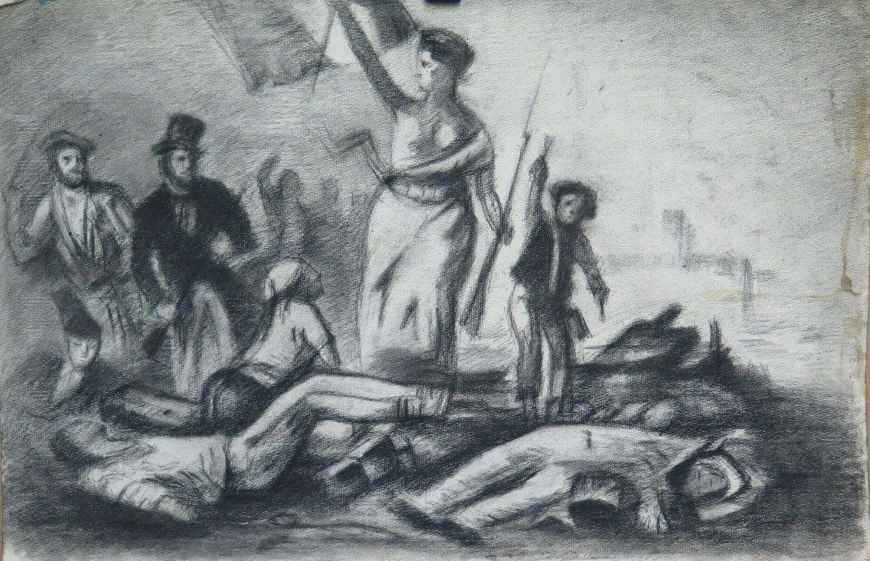 GRANDE DISEGNO ANTICO DA Eugène Delacroix DI Pierre Duteurtre detto DUT BM53.1 - Belbello Antiques