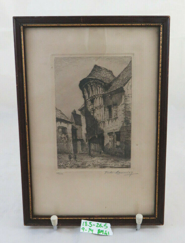 ANTIQUE PRINT ETCHING VIEW OF CHARTRES FRANCE Victor Maunier 1931 BM41 