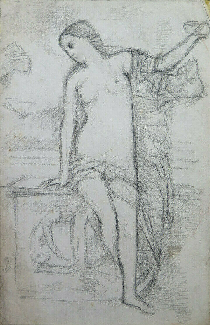 ANTIQUE DRAWING WORK PAINTER Pierre Duteurtre DUT CLASSIC NUDE FIGURE BM53.1